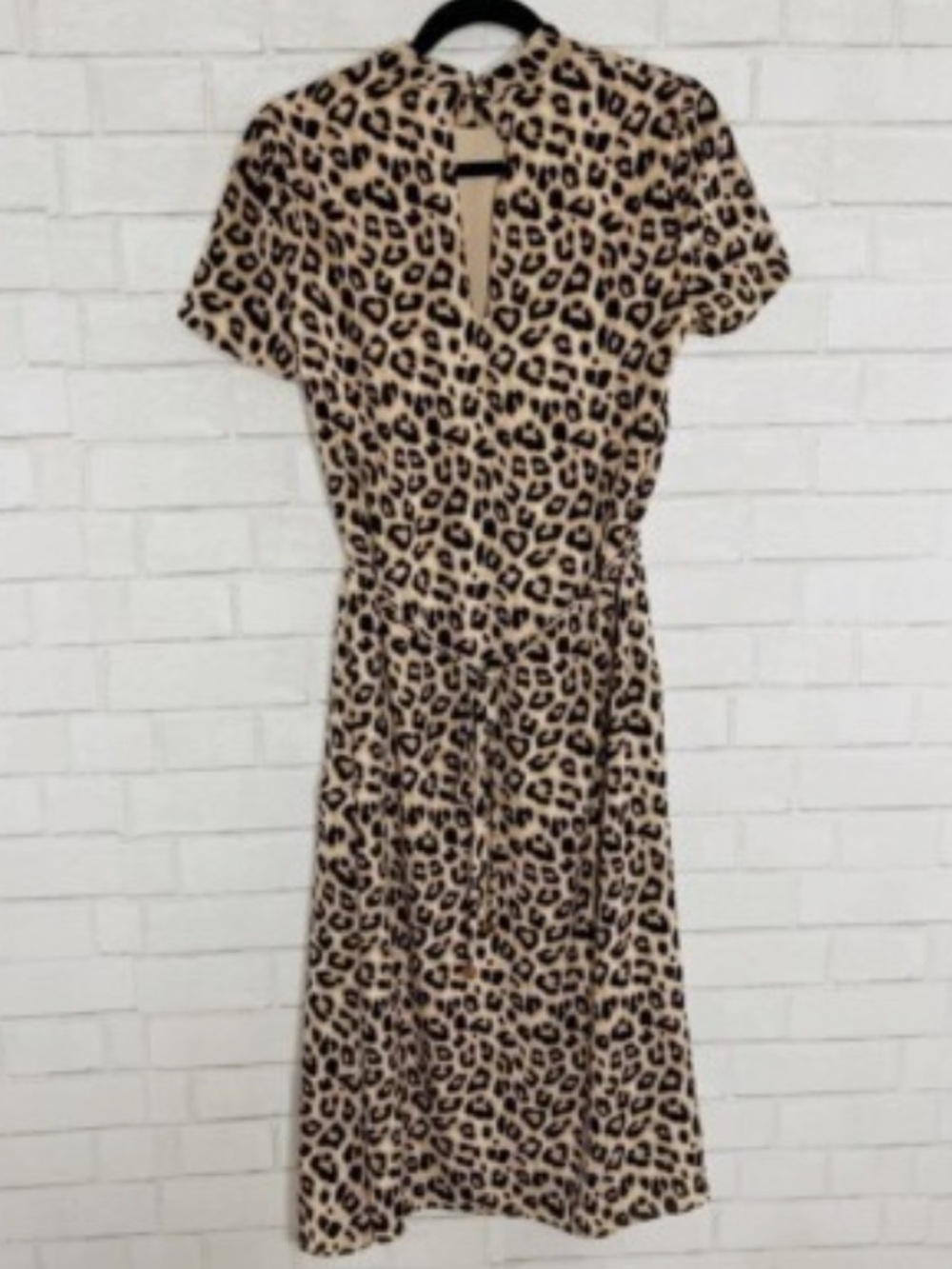 Avec Les Filles Leopard Print Midi Dress - Beige & Black